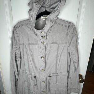 Maurices Gray Utility Linen/Cotton Blend Jacket with Hood